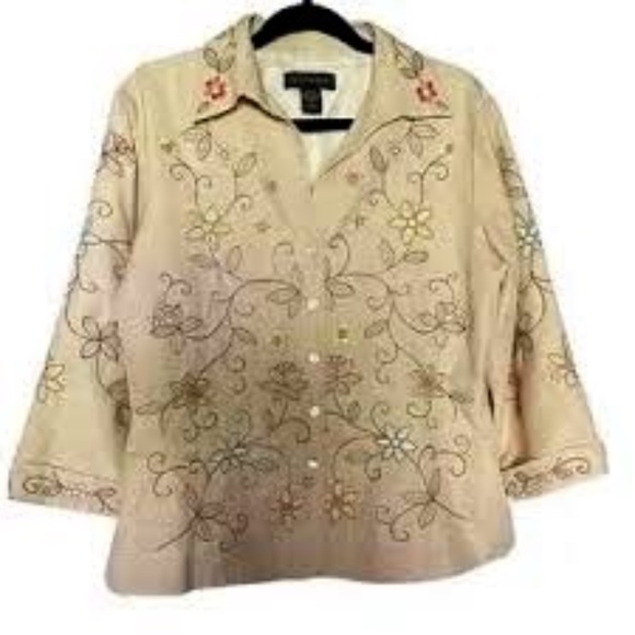 Silkland floral embroidery jacket size Small - Picture 2 of 7
